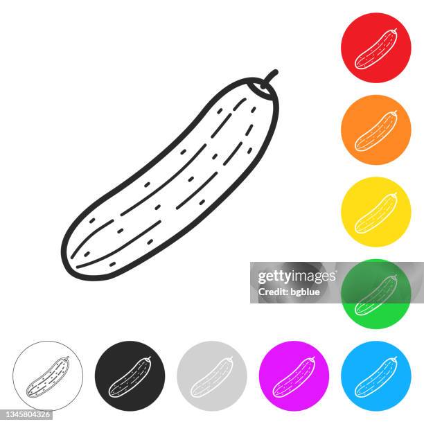 cucumber. flat icons on buttons in different colors - yellow zucchini stock illustrations
