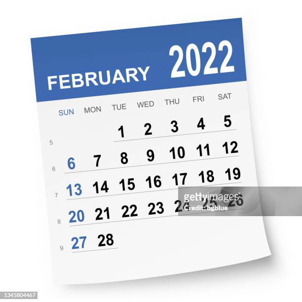 ilustraciones, imágenes clip art, dibujos animados e iconos de stock de calendario febrero 2022 - february