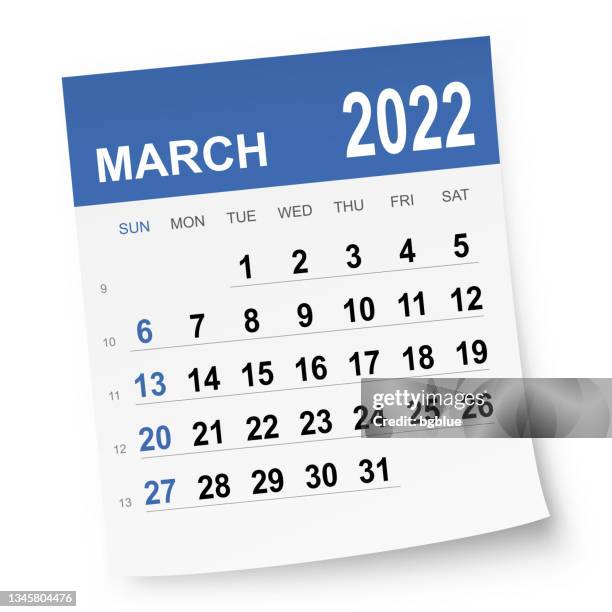 stockillustraties, clipart, cartoons en iconen met march 2022 calendar - calendar isolated