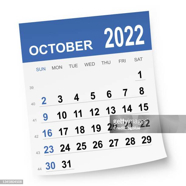 ilustraciones, imágenes clip art, dibujos animados e iconos de stock de calendario octubre 2022 - octubre