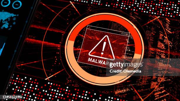 abstract warning of a detected malware program - computer virus detected stock pictures, royalty-free photos & images