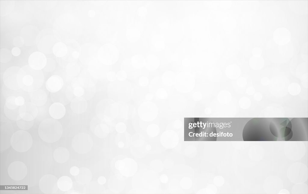 Creative sparkling shining very light grey and silver white coloured bokeh Christmas lights horizontal vector backgrounds