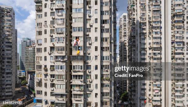 aerial view of high-rise residential area - jiangsu province stock pictures, royalty-free photos & images