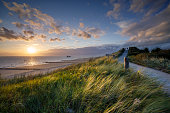 sunset at the beach near the village of Zoutelande on the coast of the province Zeeland