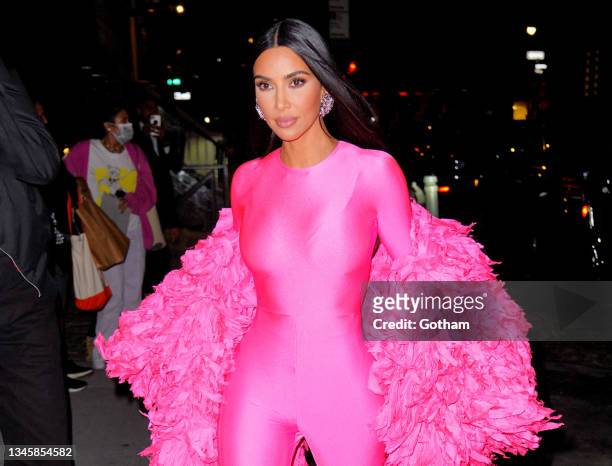 Kim Kardashian arrives at SNL afterparty on October 10, 2021 in New York City.