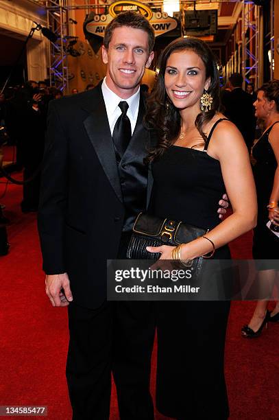 Driver Carl Edwards and his wife Dr. Kate Edwards attend the NASCAR Sprint Cup Series Champion's Week Awards Ceremony at Wynn Las Vegas on December...