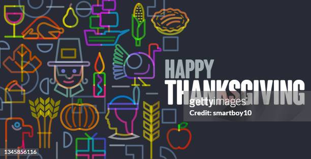 ilustrações de stock, clip art, desenhos animados e ícones de thanksgiving poster - happy thanksgiving banner