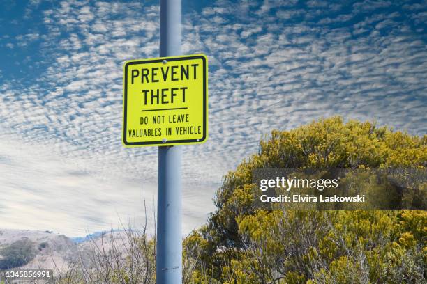 Theft Alert Sign Street Sign Theft Photos and Premium High Res Pictures - Getty Images