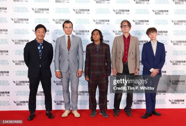 Steve Park, Rupert Friend, Tony Revolori, Jarvis Cocker and Alex Lawther attend the UK Premiere and Headline Gala of Searchlight Picture's "The...