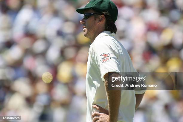 Glenn McGrath in action during the 3 Ashes Third Test, Second Day at the WACA Ground in Perth, Australia on December 15, 2006.