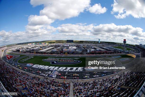 General view of racing during the NASCAR Cup Series Bank of America ROVAL 400 at Charlotte Motor Speedway on October 10, 2021 in Concord, North...