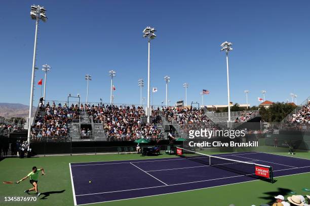 General view of court 6 as Gael Monfils of France plays against Gianluca Mager of Italy during their second round match on Day 7 of the BNP Paribas...