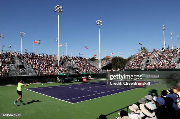 General view of court 6 as Gael Monfils of France plays against Gianluca Mager of Italy during their second round match on Day 7 of the BNP Paribas...