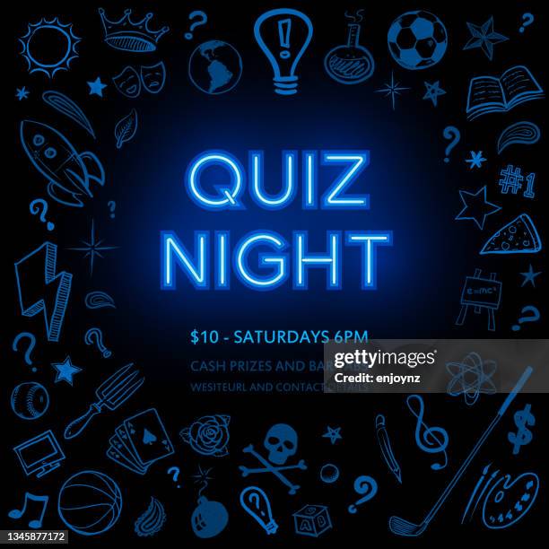 bildbanksillustrationer, clip art samt tecknat material och ikoner med quiz night poster - nattliv