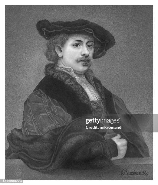 portrait of rembrandt harmenszoon van rijn, “self-portrait at the age of 34” - rich people imagens e fotografias de stock