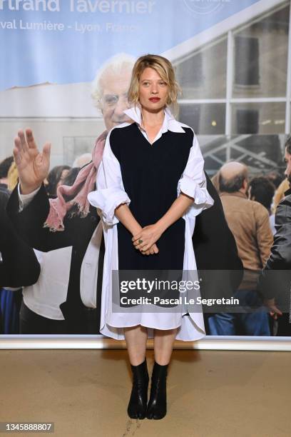 Melanie Thierry attends a tribute to Bertrand Tavernier during the 13th Film Festival Lumiere on October 10, 2021 in Lyon, France.