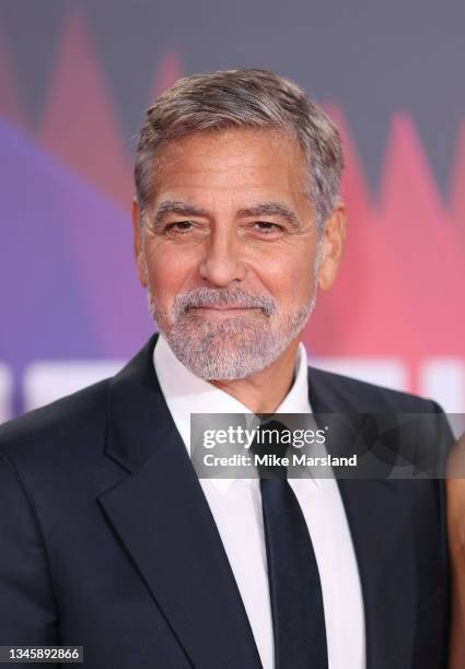 George Clooney attend "The Tender Bar" Premiere during the 65th BFI London Film Festival at The Royal Festival Hall on October 10, 2021 in London,...