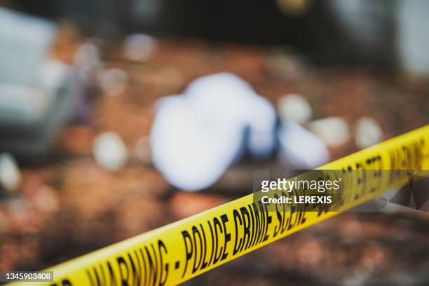 do not pass - a crime scene - cordon tape stock pictures, royalty-free photos & images