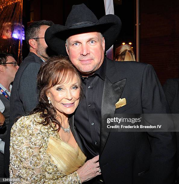 Garth Brooks and Loretta Lynn attend the GRAMMY Salute to Country Music Honoring Loretta Lynn presented by Mastercard and hosted by The Recording...