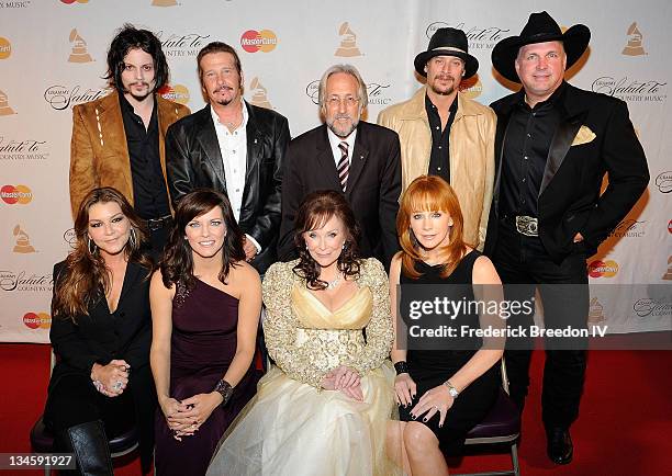 Jack Black, George Flanigen, Neil Portnow, Kid Rock, Garth Brooks, Gretchen Wilson, Martina McBride, Loretta Lynn, and Reba McEntire attend the...