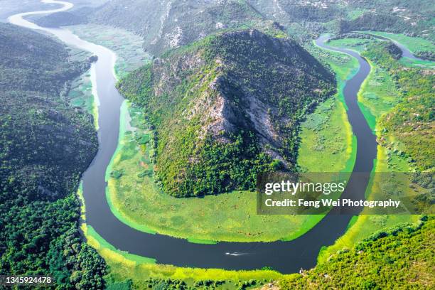 horseshoe bend, crnojevic river, lake skadar national park, montenegro - cetinje stock pictures, royalty-free photos & images