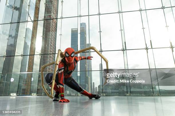 Cosplayer dressed as Spider-Man during Day 4 of New York Comic Con 2021 at Jacob Javits Center on October 10, 2021 in New York City.