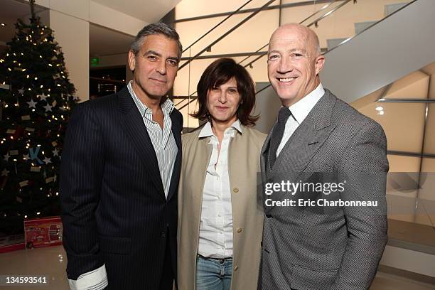 George Clooney, Sony's Amy Pascal and CAA's Bryan Lourd at Columbia Pictures Screening of "The Ides of March" at Creative Artists Agency on December...