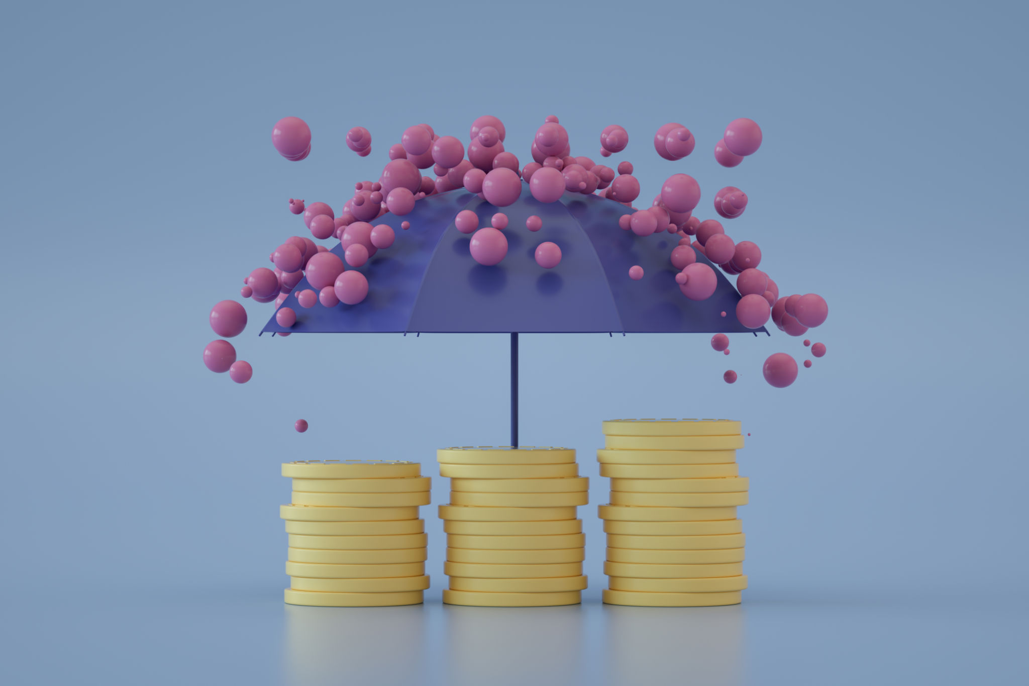 Umbrella and Raindrops with Coins, Financial Insurance, Protection Umbrella and Raindrops with Coins, Financial Insurance, Protection