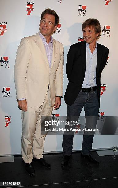 Michael Weatherly and Guy Lagache attends the 1st edition of 'La Fete de la Tele' at Le Showcase on June 15, 2010 in Paris, France
