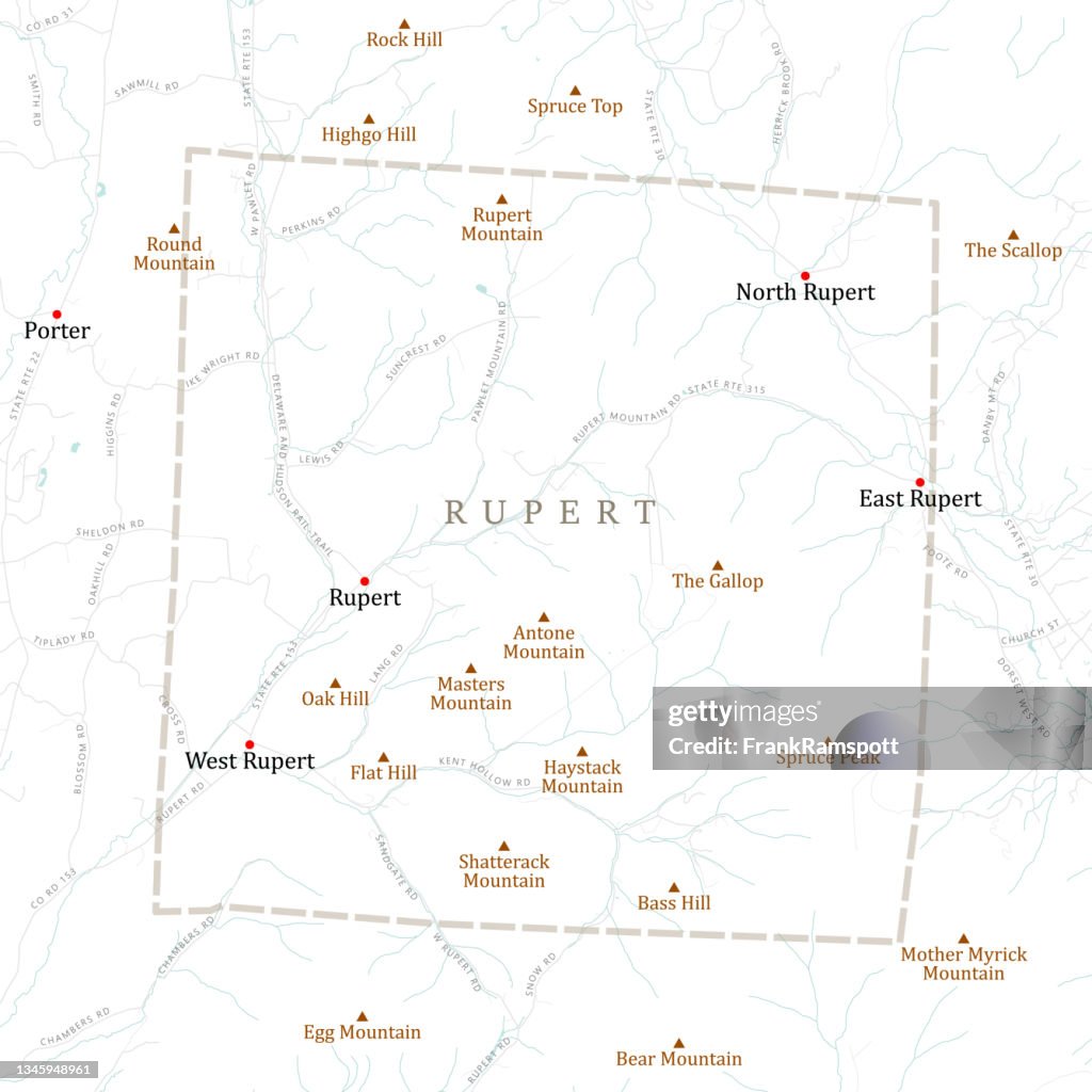 VT Bennington Rupert Vector Road Map