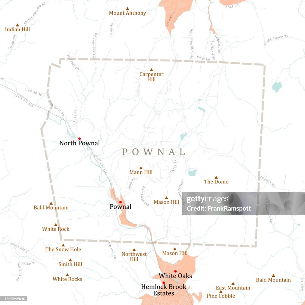 VT Bennington Pownal Vector Road Map
