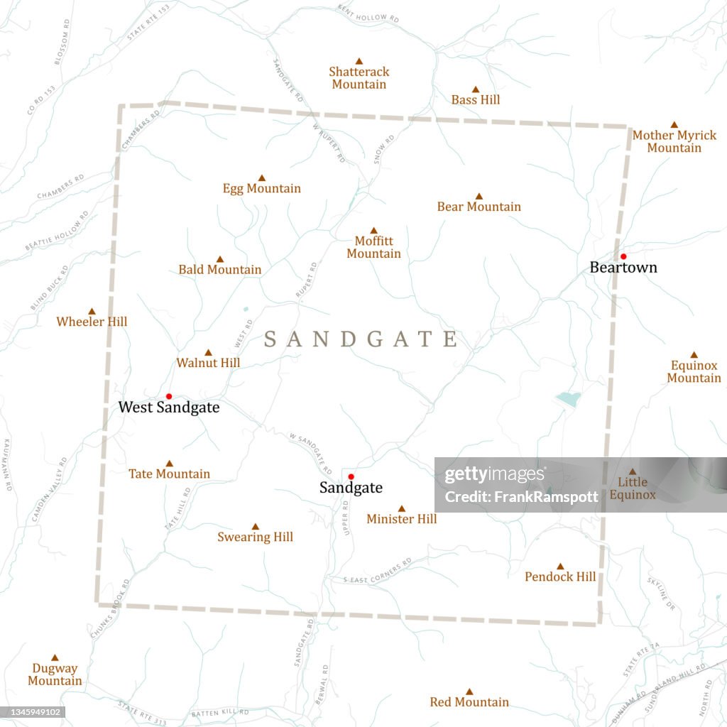 VT Bennington Sandgate Vector Road Map