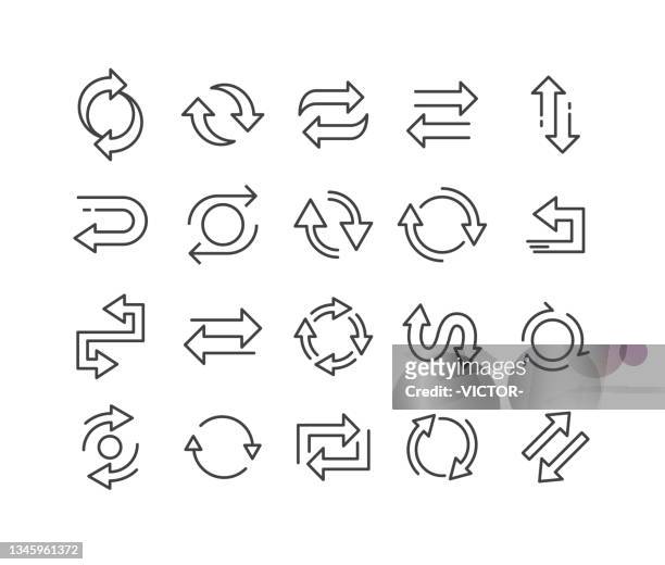 reverse and exchange icons - classic line series - line drawing activity stock illustrations