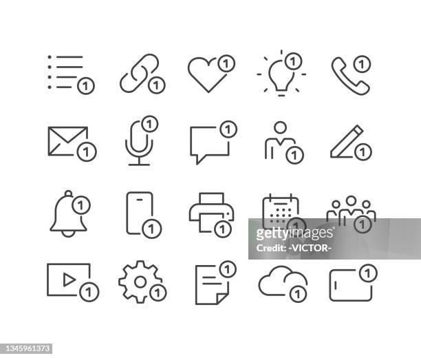 notification icons - classic line series - newsletter icon stock illustrations