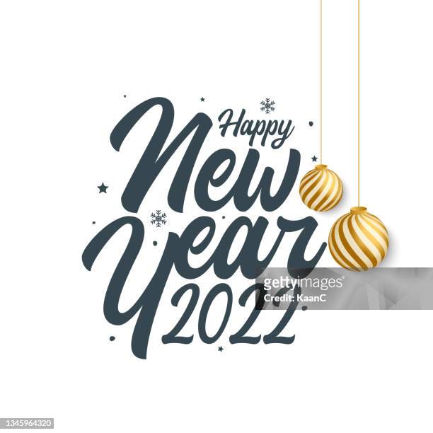 stockillustraties, clipart, cartoons en iconen met 2022 new year lettering. holiday greeting card. abstract vector illustration. holiday design for greeting card, invitation, calendar, etc. stock illustration - new years eve