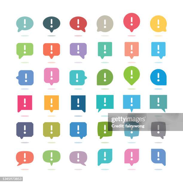 exclamation vector icon attention logo warning speech bubble important round mark - exclamation point triangle stock illustrations