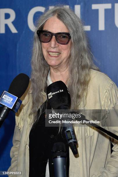 American singer-songwriter and poet Patti Smith during the interviews before her concert at the La Nuvola Congress Center. Rome , October 10th, 2021