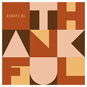 Happy Thanksgiving card with geometric typography.