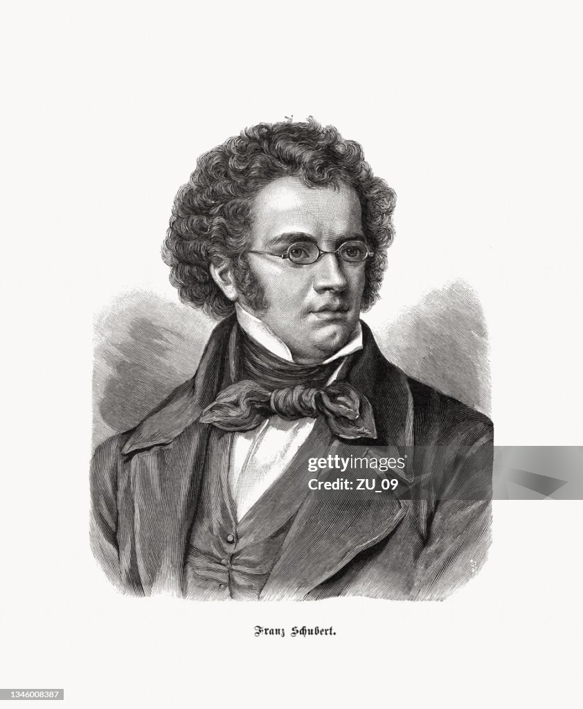 Franz Schubert (1797-1828), Austrian composer, wood engraving, published in 1897
