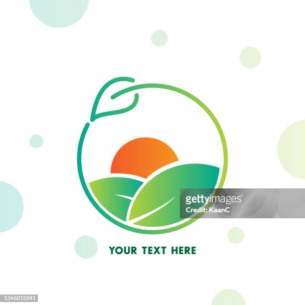 creative vector illustration of watercolor hand drawn element. organic farm. abstract concept color grunge graphic. label sticker. stamp for your words stock illustration. circle, environmental conservation, organic, logo, green color - farm logo stock illustrations