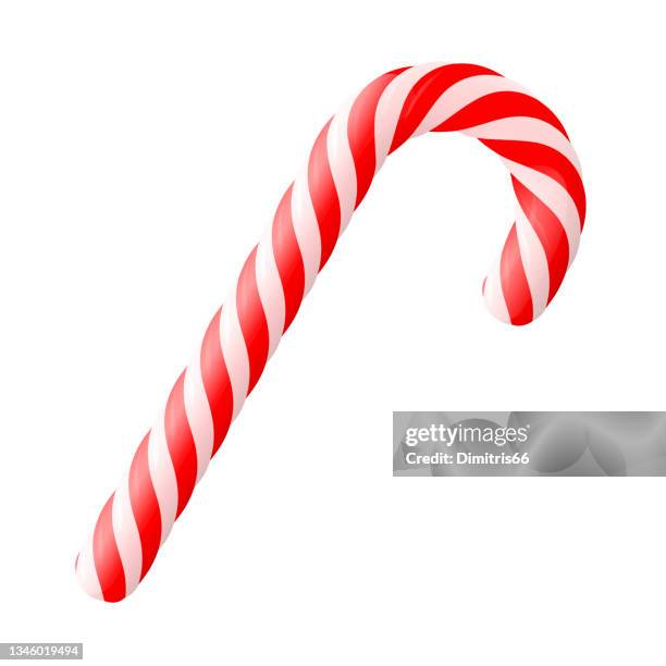 christmas realistic candy cane on white background - peppermint isolated stock illustrations