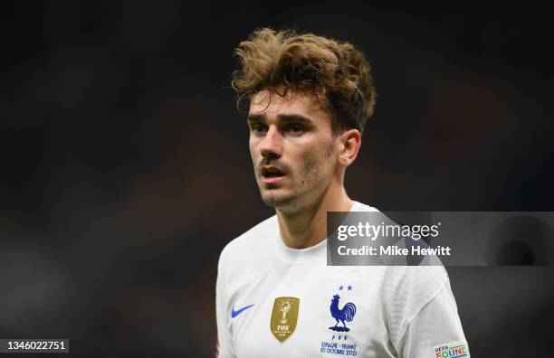 Antoine Griezmann of France looks on during the UEFA Nations League 2021 Final match between Spain and France at San Siro Stadium on October 10, 2021...