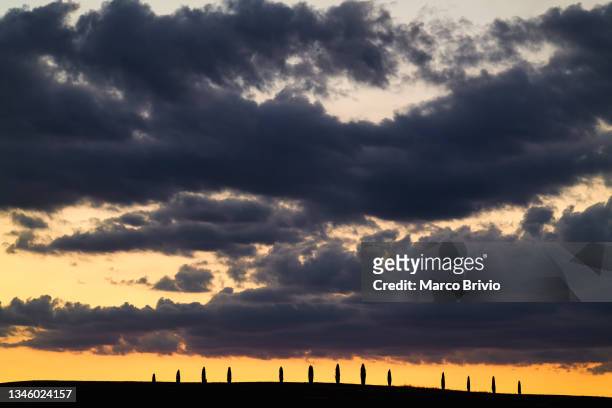 val d'orcia tuscany italy at sunset - marco brivio stock pictures, royalty-free photos & images