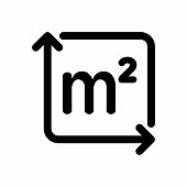 Square metre outline information icon