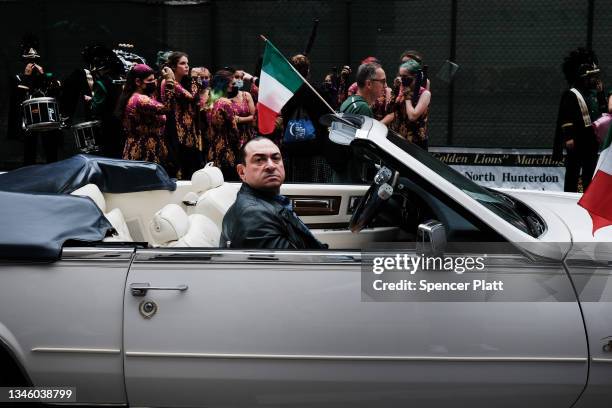 People participate in the annual Columbus Day Parade in Manhattan after it was canceled last year due to the pandemic on October 11, 2021 in New York...