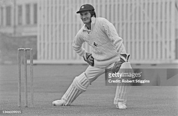 English cricketer Alan Knott of Kent County Cricket Club doing his special stretching exercises, UK, 3rd May 1973.