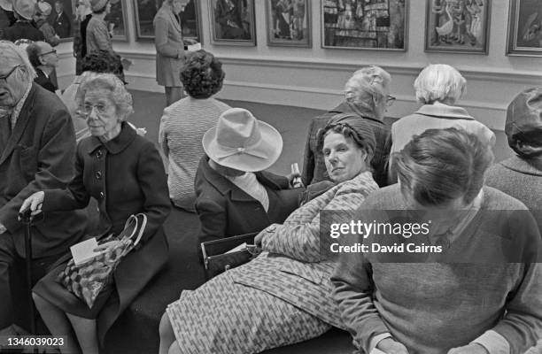 Visitors to the Royal Academy Summer Exhibition in London, UK, May 1973.