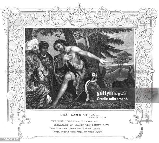 old engraved illustration of the lamb of god - lamb of god stock pictures, royalty-free photos & images