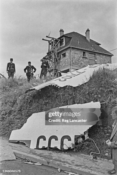 The wreckage of a Soviet Tupolev Tu-144 in Goussainville in the outskirts Paris, France, after it crashed at the Paris Air Show, June 1973. All six...