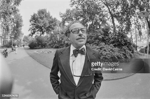 American playwright Tennessee Williams in Savoy Gardens, London, UK, 26th June 1973. He is attending a stage production of his play 'A Streetcar...